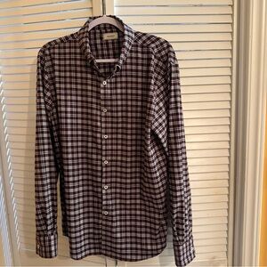 Savannah Men's Checkered Shirt - Dark Brown and White